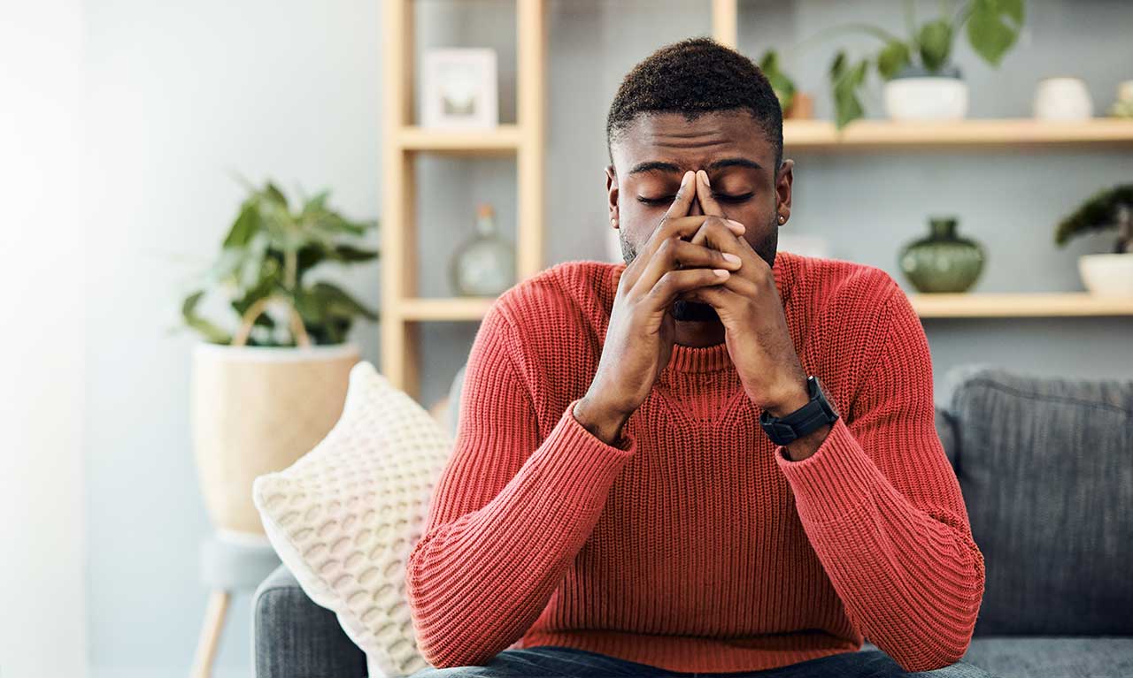 African American Man Feeling Miserable from Sinusitis