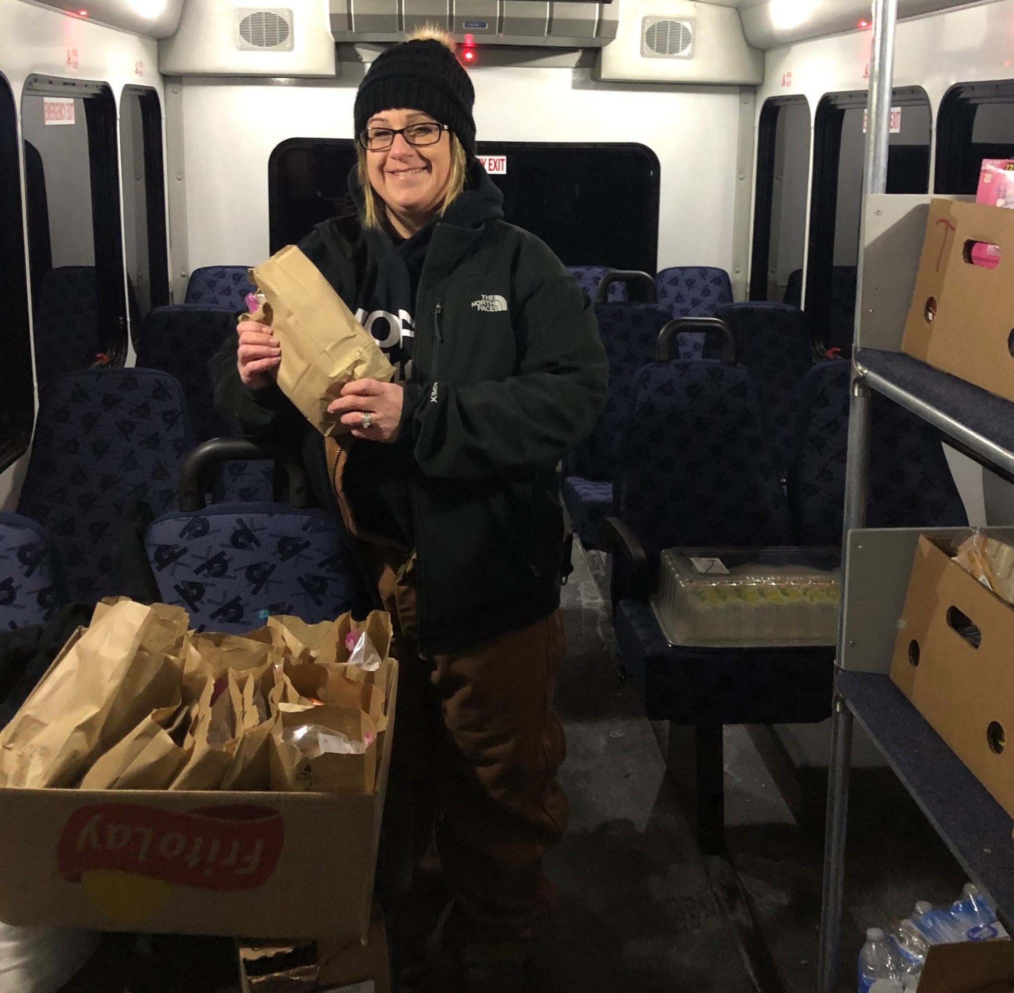 Stocking up the Street Angels bus and delivery team with bag meals