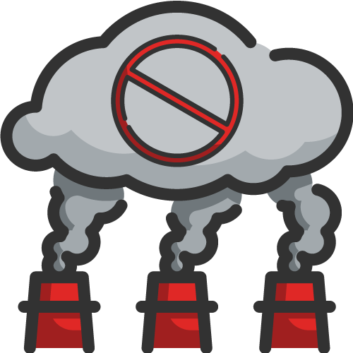 Smoke Stack Polluting the Air with Circle with Slash Icon