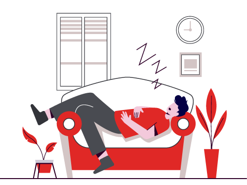 Illustration of Guy Sleeping on a Couch